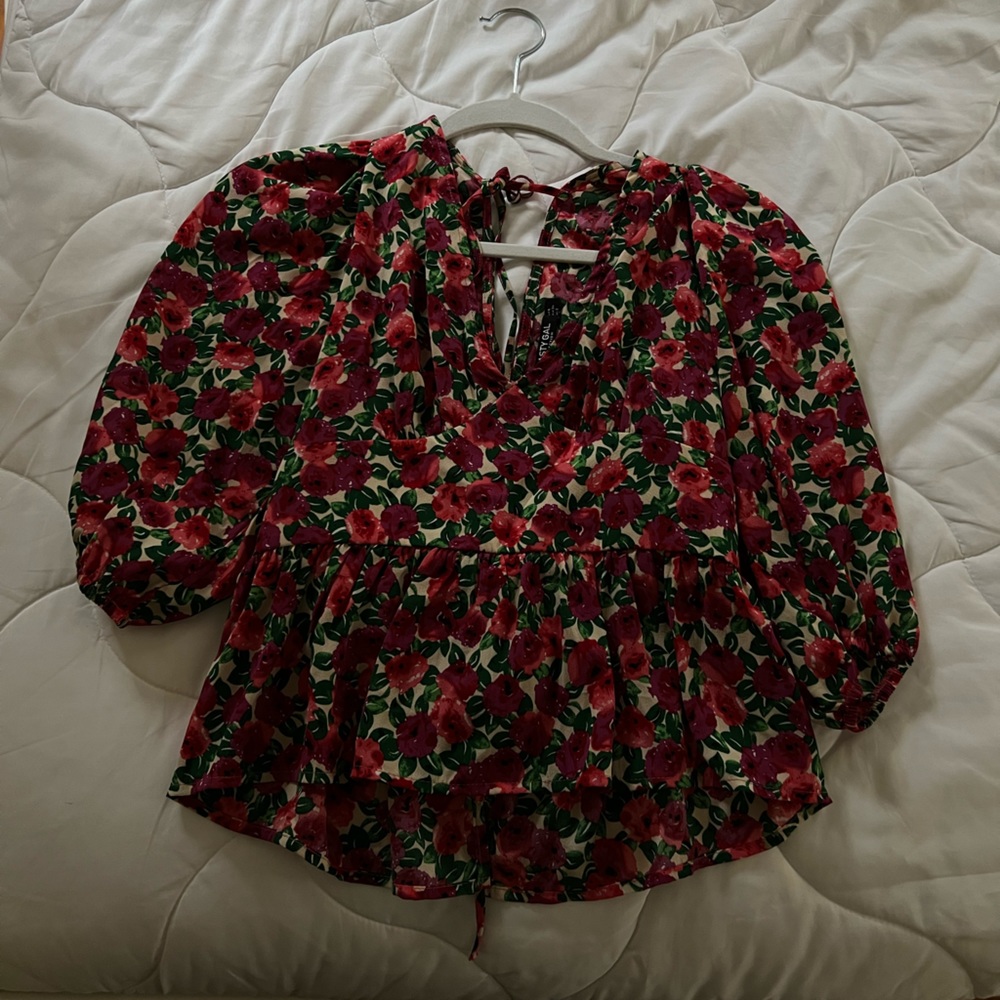 Nasty gal floral blouse
